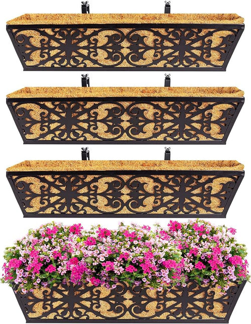 4 Pack 24 Inch Window Boxes Planters Railing Planter Box by KarlliuHOMEGARDEN