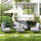 Outdoor Patio Sofa Conversation Set–Rattan 4 Seats Comfortable Couch - Image 2