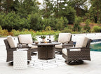 Signature Design by Ashley Paradise Trail Outdoor Round Wicker Patio Fire Pit - Image 16