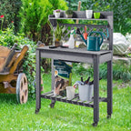 Yaheetech Potting Bench Table Outdoor Garden Potting Table Wooden Workstation - Image 4