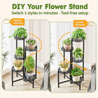 Plant Stand Indoor Outdoor, 5 Tier Corner Metal Flower Display Holder Shelf - Image 4