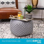 BIRDROCK HOME Square Pouf Ottoman | Cotton Braided Foot Stool - Image 6
