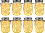 GIGALUMI Solar Mason Jar Lights, 8 Pack 30 Led String Fairy Lights Garden by GIGALUMI