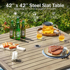 PHI VILLA 5 PCS Patio Dining Set, 4 Patio Swivel Dining Chairs & Square Brown - Image 6