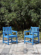 Patio Dining Chair Set of 2, HDPE Outdoor Dining Chair, Ergonomic HDPE Dining - Image 2
