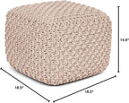 BIRDROCK HOME Square Pouf Ottoman | Cotton Braided Foot Stool - Image 3