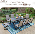 PHI VILLA 9 PCS Patio Dining Set, 8 Padded Swivel Dining Chair - Image 8