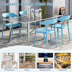 VECELO 4 Pack Plastic Stacking Chairs, Stackable Dining Chairs - Image 7