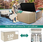 YITAHOME XXL 230 Gallon Large Deck Box, Outdoor Storage - Image 8