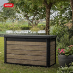 Keter Ashwood 100 Gallon Resin Deck Box Organization and Storage - Image 10