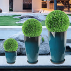 24-21-11 Inch Tall Planters Set of 3, Indoor Outdoor Blue Glossy Round Planter - Image 5
