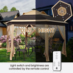 Yaheetech 13×13 Pop-Up Patio Gazebo Tent W/Mesh Netting Sides & 25 Solar LED - Image 2