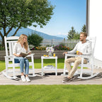 SERWALL Outdoor Rocking Chairs Set of 2, Oversized HDPE Porch Rockers - Image 2