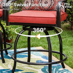 PHI VILLA Outdoor Swivel Bar Stools Set of 2, Counter Height Patio Chairs - Image 5