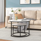 HOJINLINERO Round Coffee Table, Nesting Coffee Table Set of 2, Center Tables - Image 4