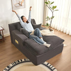 63" Chaise Lounge Chair Indoor, Set of Convertible Sleeper Sofa Couch by AFUSON