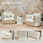 CHITA 3 Pieces Boho Patio Rattan Bistro Set, Outdoor Wicker Furniture Swivel - Image 3