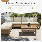 Sophia and William 5-Piece Wicker Patio Furniture Set, L-Shaped Outdoor - Image 2