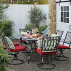 NUU GARDEN 7 Piece Outdoor Dining Set Rectangle Iron Patio Table - Image 3