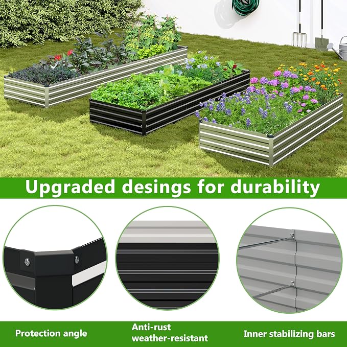 2PCS 8x4x1ft Galvanized Raised Garden Bed Kit, Galvanized Planter Raised Garden - Image 4