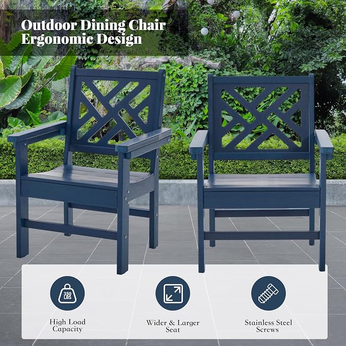 HDPE Dining Table Set for 10, 12-Piece Outdoor Table and Chairs Include 10 - Image 5