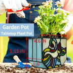 Stained Glass Cat Pot with Drainage, Cute Planters - Image 5