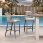 PURPLE LEAF Patio Bar Stool Counter Height Set of 2 Outdoor Rattan Chairs - Image 3