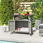 Outsunny Wicker Outdoor Storage Cabinet, Rattan Outdoor Bar Table - Image 9