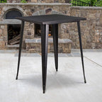 Flash Furniture Nolan Commercial Grade 31.5" Square Black-Antique Gold Metal - Image 2