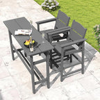 Bar Height Patio Table and Chairs Set, 3-Piece HDPE Outdoor Adirondack Bar - Image 7