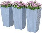 Outsunny Tall Planters for Outdoor Plants Set of 3, 24 in Taper Planters by Outsunny