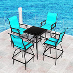 LEVELEVE Patio Bar Set 2pcs Swivel Bar Stools Outdoor Bistro Textilene - Image 3