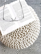 FRELISH DECOR Round Pouf Ottoman Hand Knitted 100% Cotton Pouf Foot Stool - Image 8