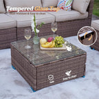 7 Piece Outdoor Patio Furniture Sets, Outdoor Wicker Conversatin Set w Glass - Image 5