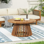 Merax Patio Outdoor Acacia Wood Round Coffee Table - Image 2