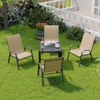 Patio Chairs Set of 4, Outdoor Dining Chairs Stackable - Image 2