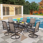 PHI VILLA 7 PCS Patio Dining Set, Rectangle Metal Table - Image 7