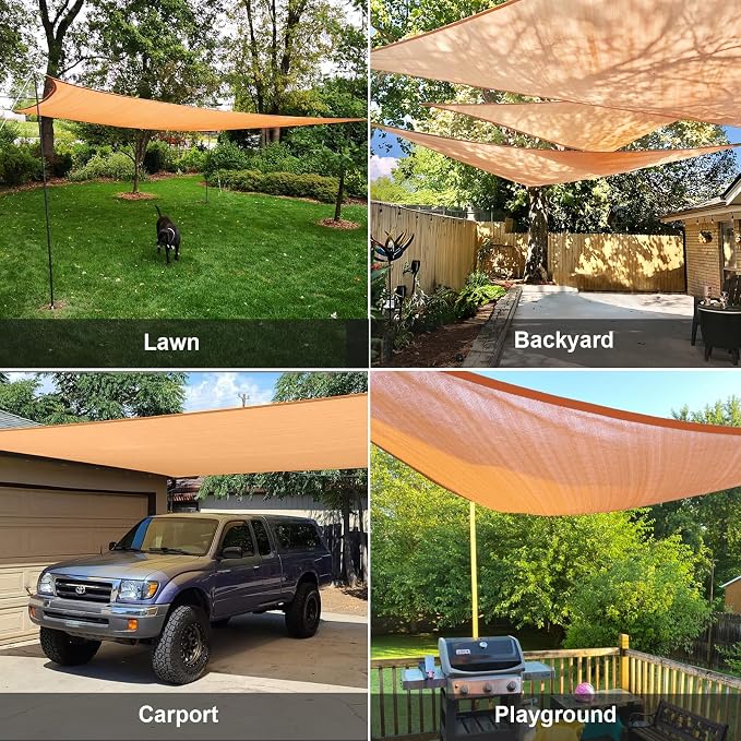 SUNLAX Sun Shade Sail 17' x 24' x 29.4' Peach Fuzz Rectangle Canopy Sail Shade - Image 7