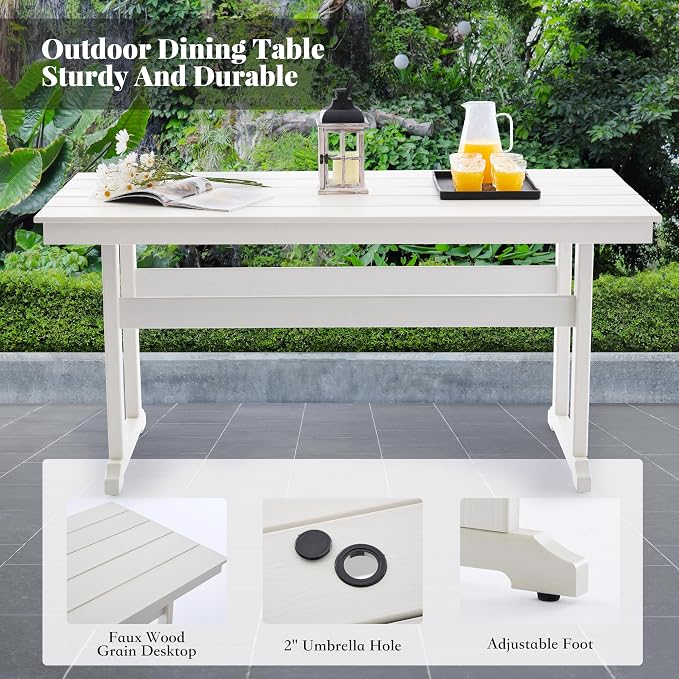 HDPE Dining Table Set for 6, 7-Piece Outdoor Table and Chairs Include 6 Dining - Image 4