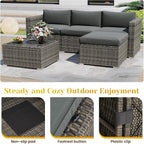 5 Piece Outdoor Patio Sectional Furniture Set, Weather Resistant Rattan Outside - Image 7