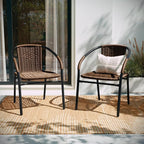 EMMA + OLIVER Set of 2 Modern Rattan Indoor/Outdoor Stack Chairs, Stacking by EMMAOLIVER