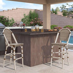 PURPLE LEAF French Bar Stool Set of 2 White Print Finish Patio Bar Stools - Image 2