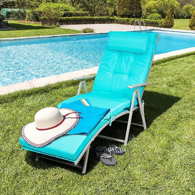 Giantex Chaise Lounge Chair for Outside, Pool Folding Reclining Beach Chair - Image 9