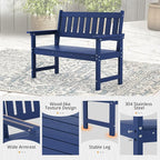 LUE BONA Outdoor Bench, 2-Person HDPS Garden Bench, Outdoor Benches Weatherproof - Image 4