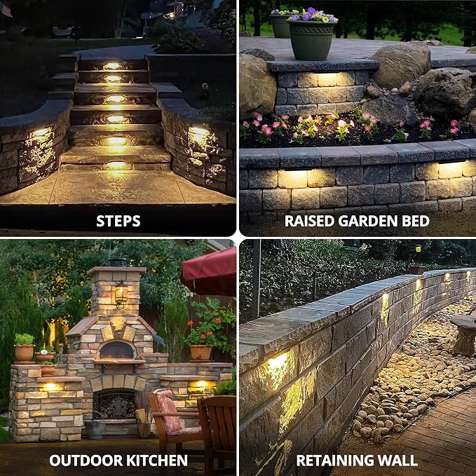 GKOLED 8-Pack Replaceable 6.8" LED Hardscape Lights, Low Voltage Retaining Wall - Image 8