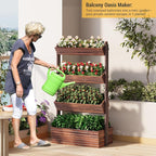 Vertical Wooden Raised Garden Bed Planters Wood Planter Kit Plant Stand Flower - Image 5