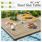 Sophia & William 42" Metal Patio Table, Steel Slatted Square Outdoor Dining - Image 3