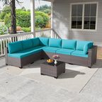Kullavik 7 Pieces Outdoor Patio Furniture Set PE Wicker Rattan Sectional Sofa - Image 6