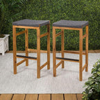 JONATHAN Y BSL1201B-SET2 Armand 30" Modern Coastal Backless Acacia Wood Outdoor - Image 2