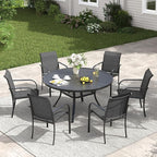 VICLLAX Patio Dining Set for 6, 7 Pieces Outdoor Furniture Set- 47" Round Patio by HOME